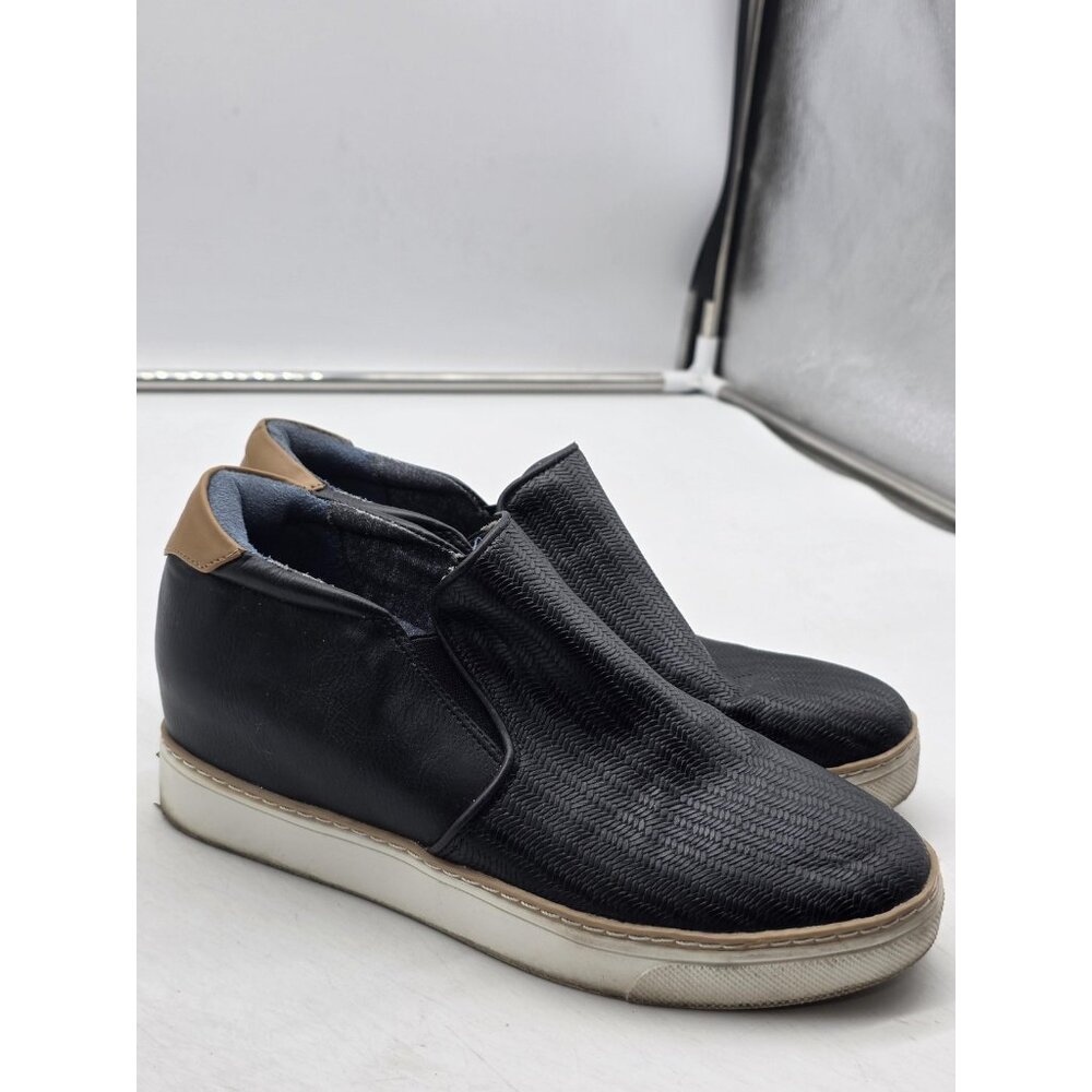 Dr. Scholl's Slip On Shoes Mens Size 9 Black Tan Herringbone Comfort Sneakers